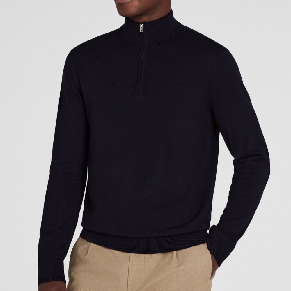 Double Face Quarter-Zip Mock Neck Sweater - Brand New - NEVER WORN -*Black/Brown